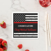 Serviette En Papier Mince Red Line Firefighter Retirement Party (En situation)