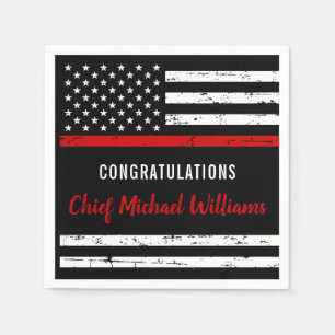 Serviette En Papier Mince Red Line Firefighter Retirement Party