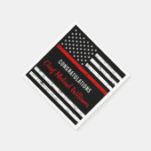 Serviette En Papier Mince Red Line Firefighter Retirement Party (Coin)