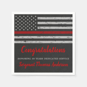 Serviette En Papier Mince Red Line Flag Party Pompier retraite