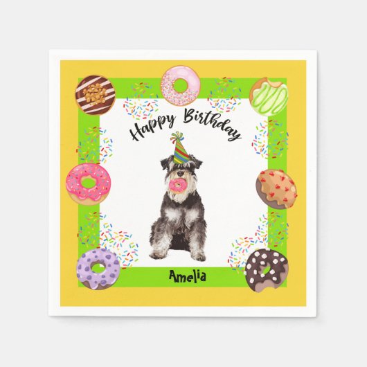 Serviette En Papier Minérature Schnauzer Donuts Party Anniversaire ser (Devant)