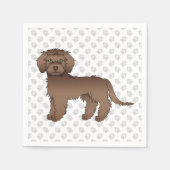 Serviette En Papier Mini Brown Goldendoodle mignon Cartoon Chien & Pât (Devant)