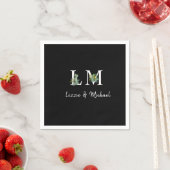 Serviette En Papier Mini Cactus Monogramme Nom Black Cocktail (En situation)