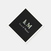 Serviette En Papier Mini Cactus Monogramme Nom Black Cocktail (Coin)