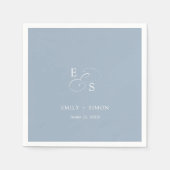 Serviette En Papier Mini Chic Dusty Mariage bleu Napkin (Devant)