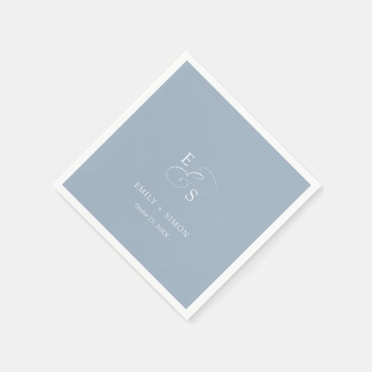 Serviette En Papier Mini Chic Dusty Mariage bleu Napkin (Coin)