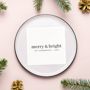 Serviette En Papier Mini-Christmas   Merry and Bright Simple White