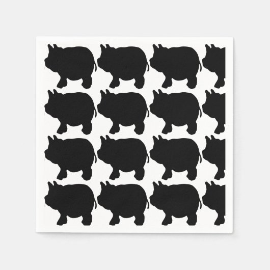 Serviette En Papier Mini Cochon Noir Papier de Cocktail serviettes (Devant)