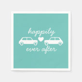 Serviette En Papier Mini Cooper Coeurs - Turquoise - Heureusement Jama (Devant)