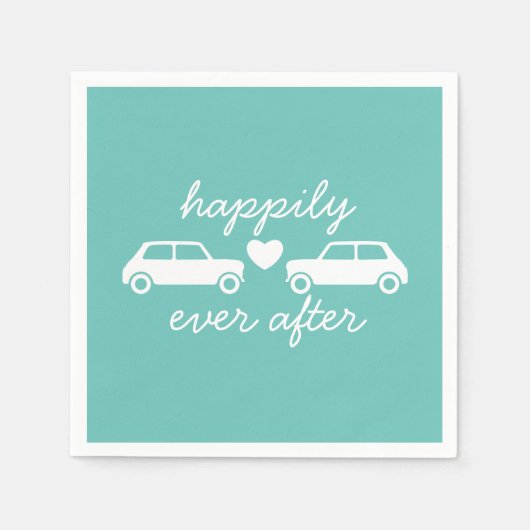 Serviette En Papier Mini Cooper Coeurs - Turquoise - Heureusement Jama (Devant)