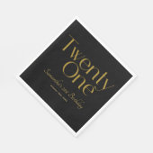 Serviette En Papier Mini Elegant Black Gold 21ème anniversaire (Coin)