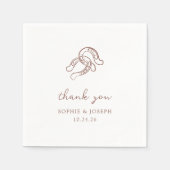 Serviette En Papier Mini-fer à cheval | Mariage Brown et blanc (Devant)
