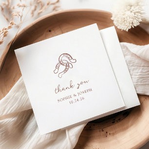 Serviette En Papier Mini-fer à cheval Mariage Brown et blanc