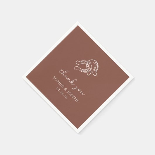 Serviette En Papier Mini-fer à cheval | Mariage Brown rustique (Coin)
