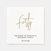Serviette En Papier Mini Gold et Blanc Quarante Anniversaire (Devant)