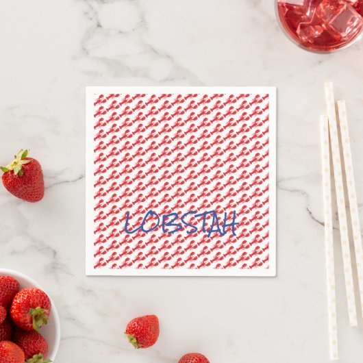 Serviette En Papier Mini Homards rouges Blancs Maine Bleu LOBSTAH loca (En situation)