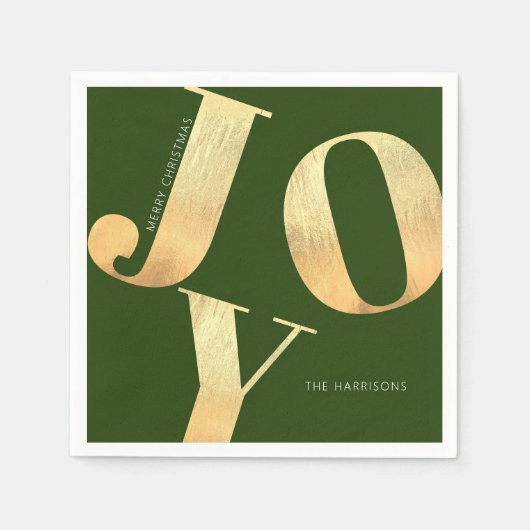 Serviette En Papier Mini Joyeux Noël Faux Gold Foil Joy Holiday (Devant)