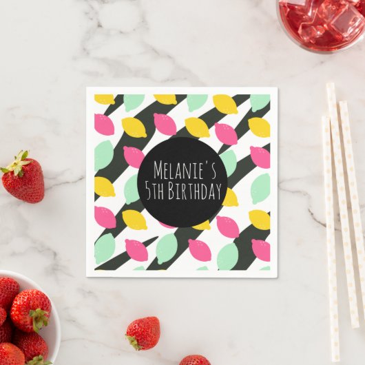 Serviette En Papier Mini Lumineuse Citronade Rose Lime Anniversaire N (En situation)