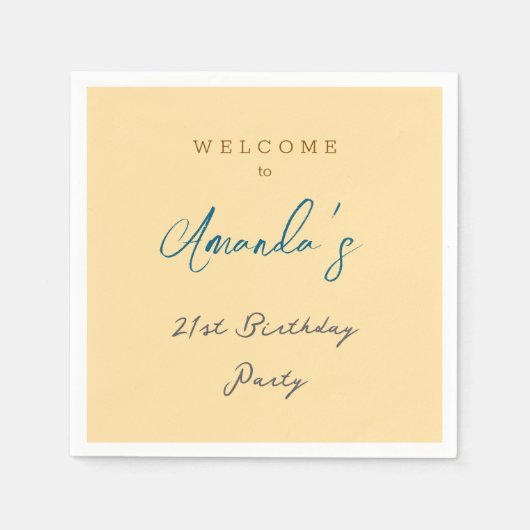 Serviette En Papier Mini moderne mignonne fête d'anniversaire beige (Devant)