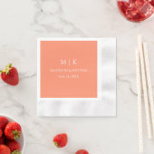 Serviette En Papier Mini-Monogramme Mariage Coral Peach Cocktail (En situation)
