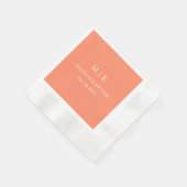 Serviette En Papier Mini-Monogramme Mariage Coral Peach Cocktail (Coin)