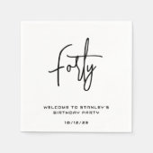 Serviette En Papier Mini Noir et Blanc Quarante Anniversaire (Devant)