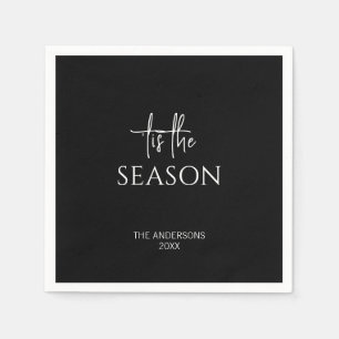 Serviette En Papier Mini Noir Tis La Saison Fêtes De Noël