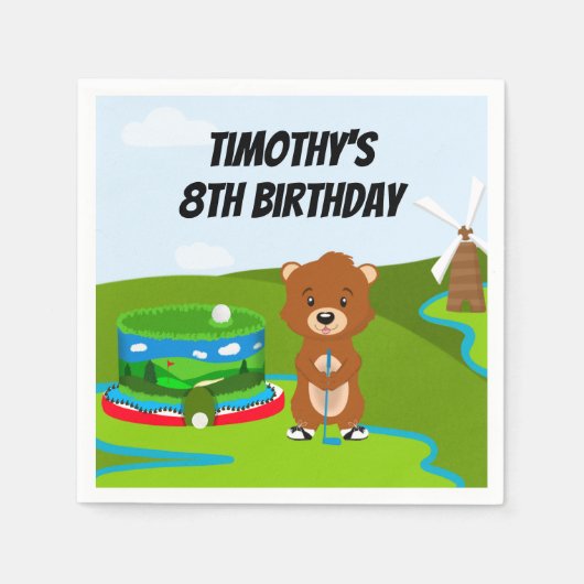 Serviette En Papier Mini Putt Putt Anniversaire mignonne Gopher (Devant)