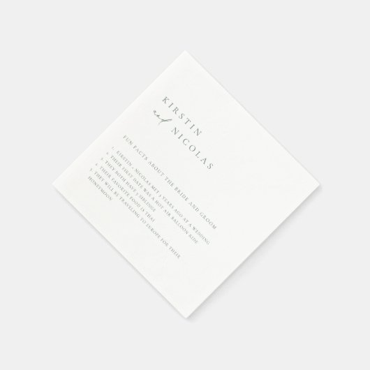 Serviette En Papier Mini Sage Vert Mariage Fun Facts Napkins (Coin)