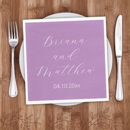 Serviette En Papier Mini-script Calligraphie Lavender Mariage Nap