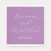 Serviette En Papier Mini-script Calligraphie Lavender Mariage Nap (Devant)
