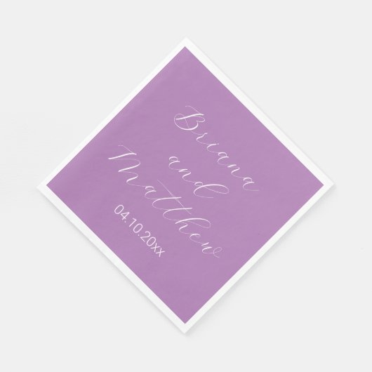 Serviette En Papier Mini-script Calligraphie Lavender Mariage Nap (Coin)