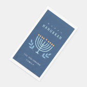 Serviette En Papier Miniature Bleue Simple Limite Bougies Bonne Hanouk (Coin)