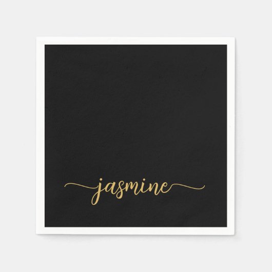Serviette En Papier Miniature minimaliste simple Noir Monogramme (Devant)