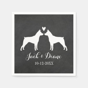 Serviette En Papier Miniature Pinschers Couple de Mariage avec Texte