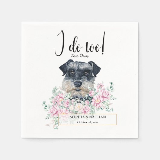 Serviette En Papier Miniature Schnauzer Chien Mariage Cocktail Cocktai (Devant)