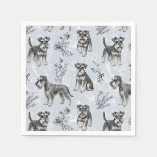 Serviette En Papier Miniature Schnauzer Toile de Jouy Vintage