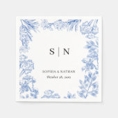 Serviette En Papier Minimal and Chic Blue Elegant Floral (Devant)