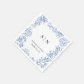 Serviette En Papier Minimal and Chic Blue Elegant Floral (Coin)