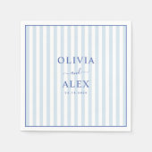 Serviette En Papier Minimal and Chic Blue French Personalized Wedding  (Devant)