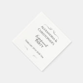 Serviette En Papier Minimal Black and White Script Engagement Party (Coin)