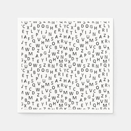 Serviette En Papier Minimal Black White Alphabet Pattern  (Devant)