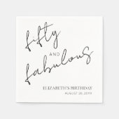 Serviette En Papier Minimal Black White Fifty and Fabulous Birthday (Devant)