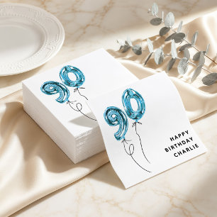 Serviette En Papier Minimal Blue 90 Ballon 90e Anniversaire