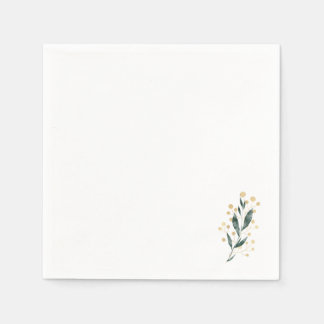 Serviette En Papier Minimal Botanical | Soft Greenery & Gold Accent