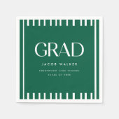 Serviette En Papier Minimal Dark Green Bold Custom Graduation Party (Devant)