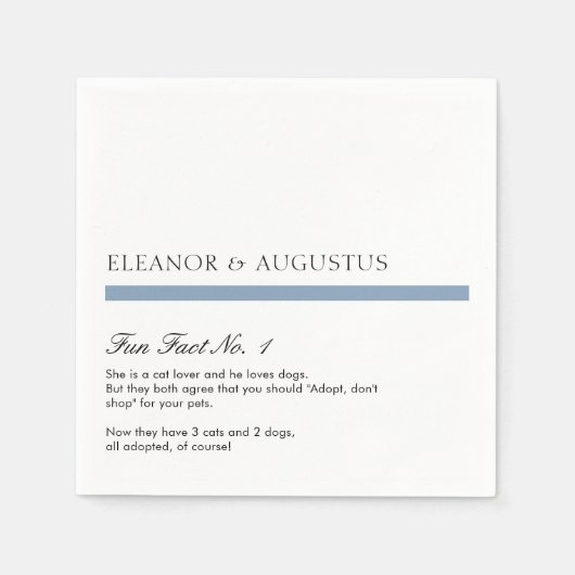 Serviette En Papier Minimal Dusty Blue Simple Moderne Fun Facts Mariag (Devant)