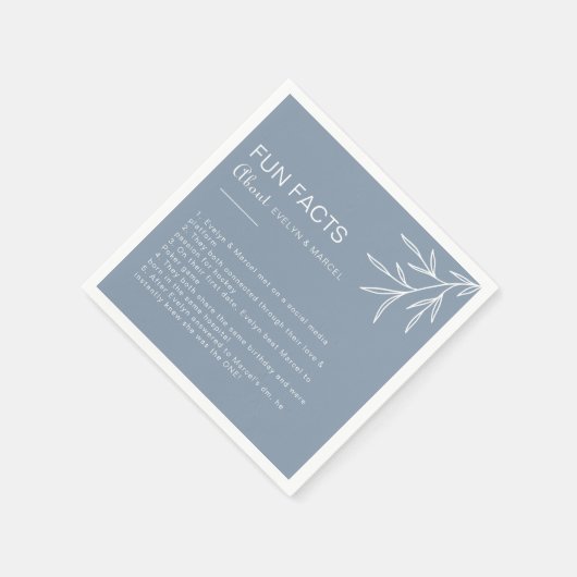 Serviette En Papier Minimal Dusty Blue Trivia Fun Facts Mariage (Coin)