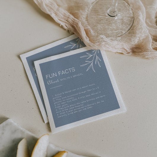 Serviette En Papier Minimal Dusty Blue Trivia Fun Facts Mariage