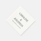 Serviette En Papier Minimal Elegant Black White Serif Wedding Names (Coin)